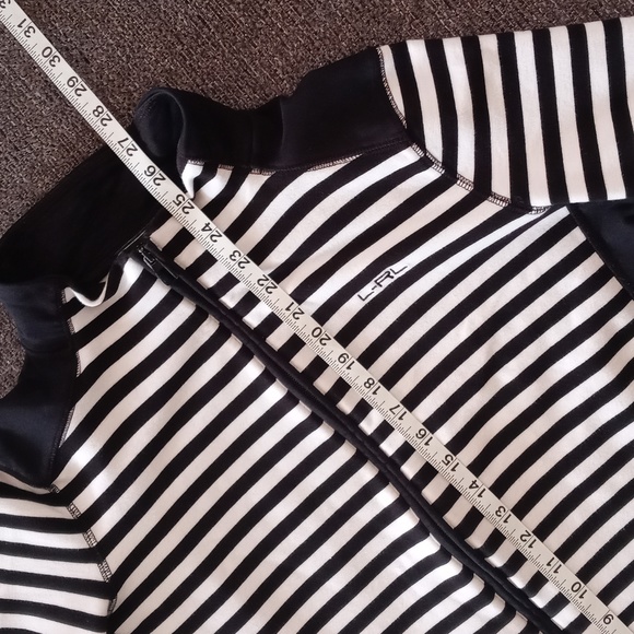 🖤Lauren Ralph Lauren🖤 - Black/White Striped Full-Zip Jacket - Picture 11 of 12